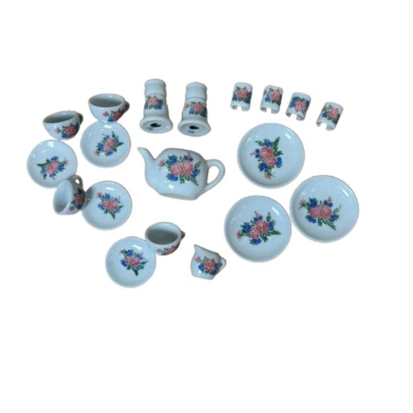 AGGLO Miniature China Tea Set Porcelain Floral Pattern - Picture 1 of 6